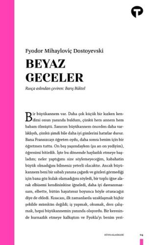 Beyaz Geceler Fyodor Mihayloviç Dostoyevski
