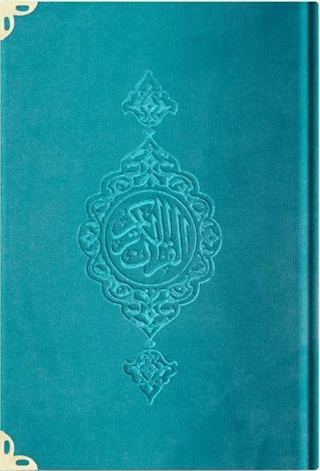 Büyük Cep Boy Kadife Kur'an-ı Kerim (Turkuaz, Yaldızlı, Mühürlü) - 97 Turkuaz (Ciltli)