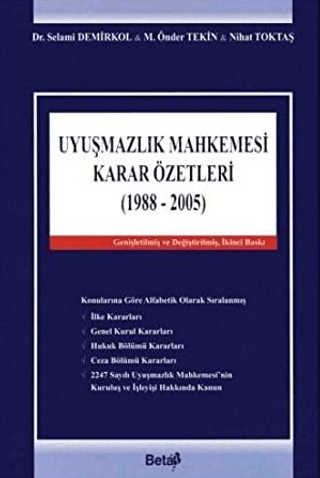 Uyuşmazlık Mahkemesi Karar Özetleri (1988-2005) (Ciltli) Selami Demirk